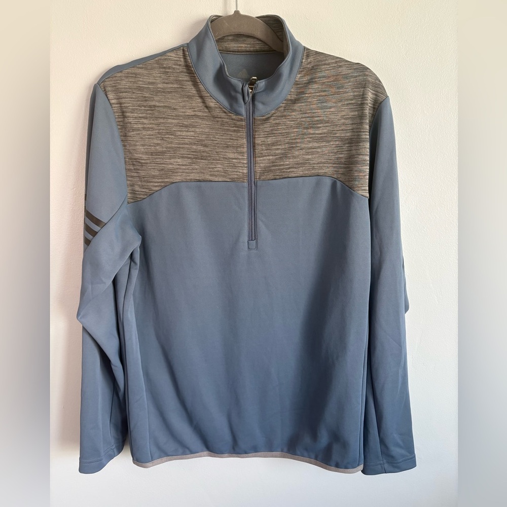 Adidas Men’s Quarter Zip Pullover Jacket Gray and Blue size Small